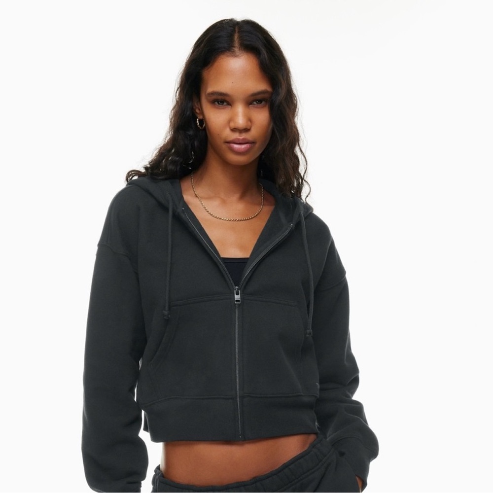 Aritzia TNA cozy fleece boxy hoodie in black